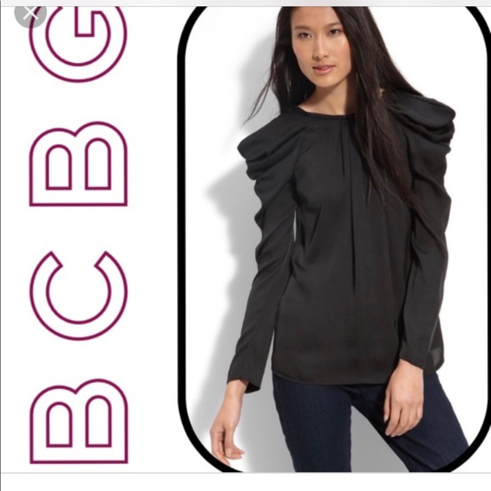 Designer BCBG trendy top butterfly shoulder silky